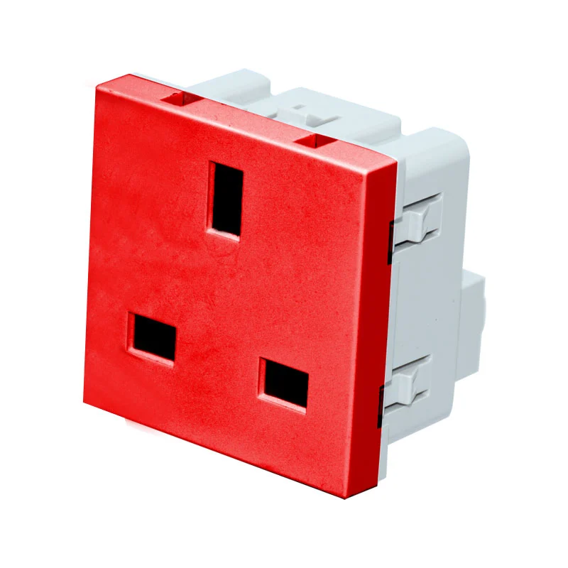 British Standard Red 3Pin Socket Function Module